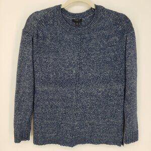 Talbots Marled Crew Neck Sweater XSP Cotton Blend Pullover Navy Blue